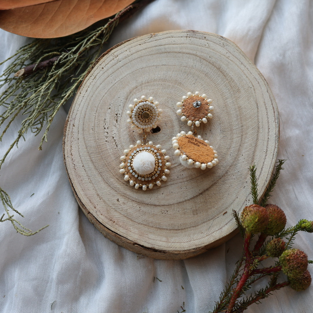 Boreal Forest Beads Tiered Tufted Earrings