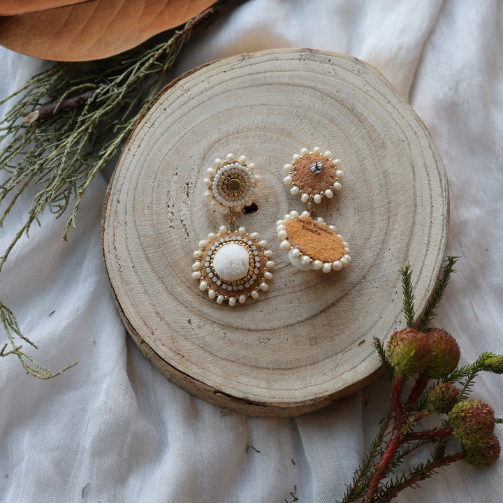 Boreal Forest Beads Tiered Tufted Earrings