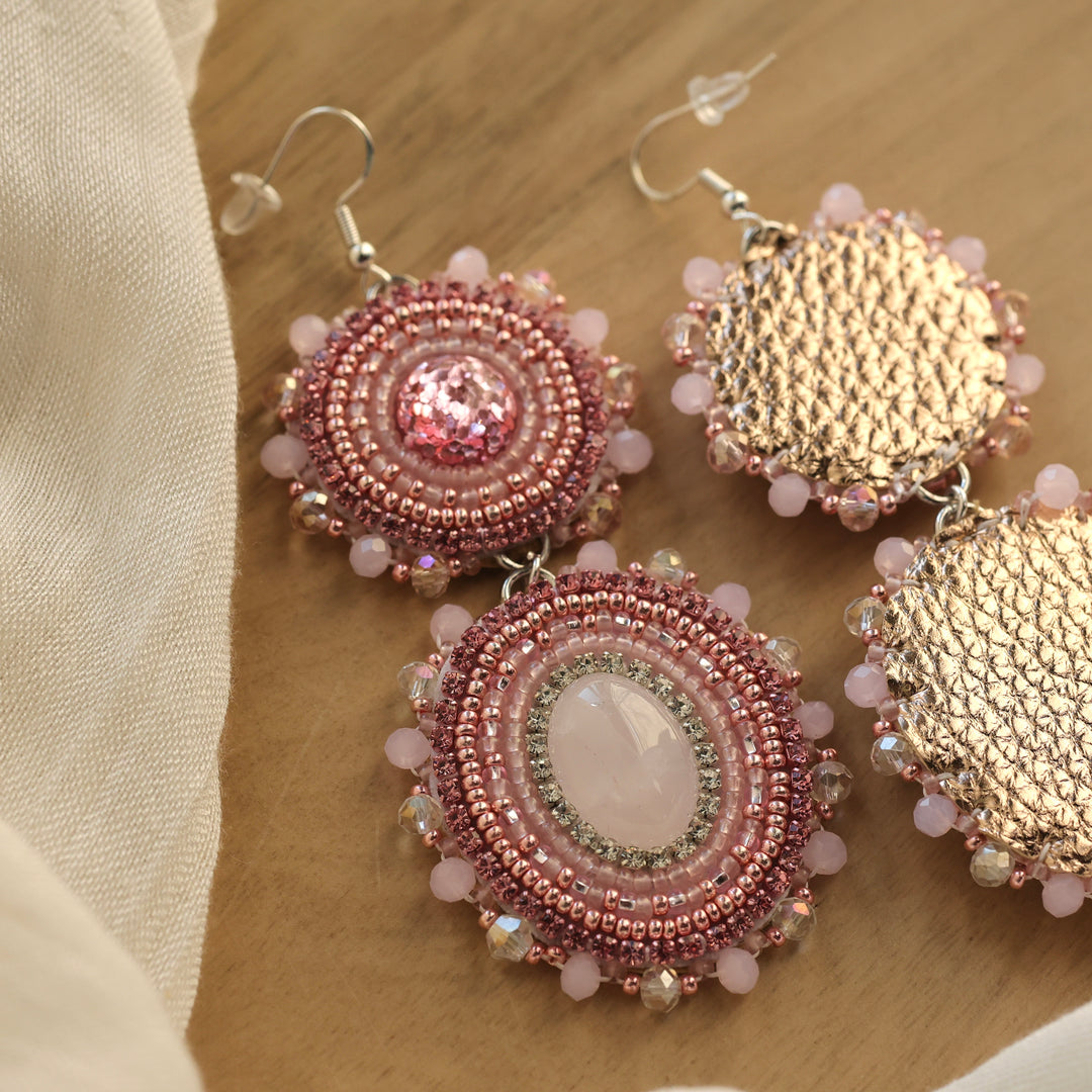Nikki P. Pink Two Tier Beaded Earrings