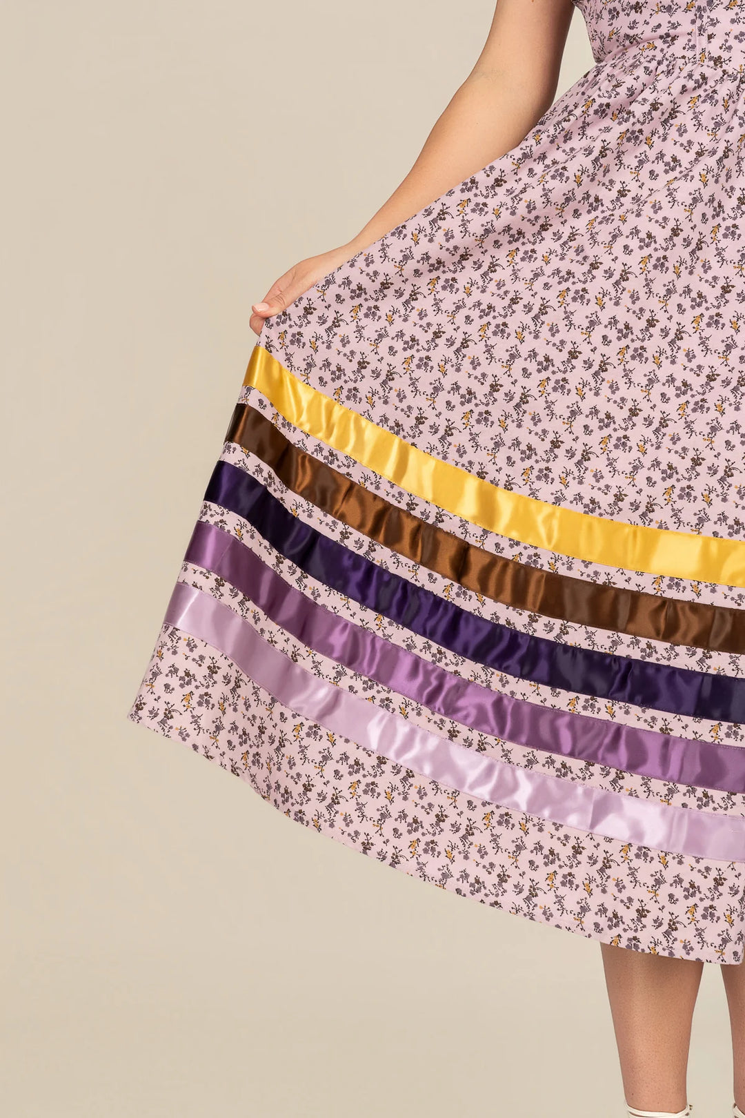 B. YELLOWTAIL Corset Midi Ribbon Dress- Lavender