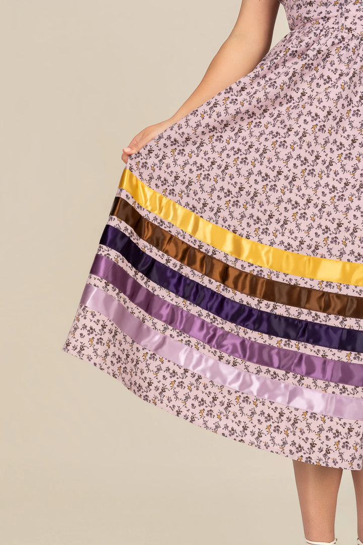 B. YELLOWTAIL Corset Midi Ribbon Dress- Lavender