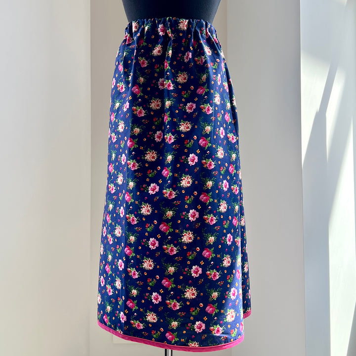 Vi's CREE-ations Navy & Pink Floral Ribbon Skirt