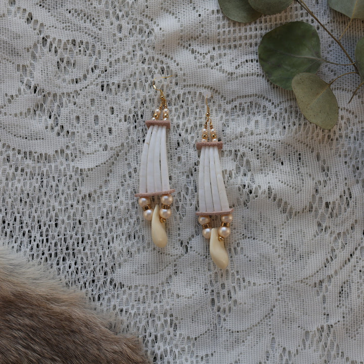 Prairie Sage Beadwork Pearl & Imitation Elk Ivory Set
