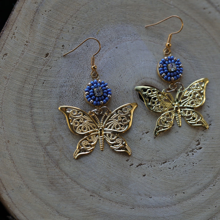 Helen Oro Designs Beaded Butterfly Charm Earrings