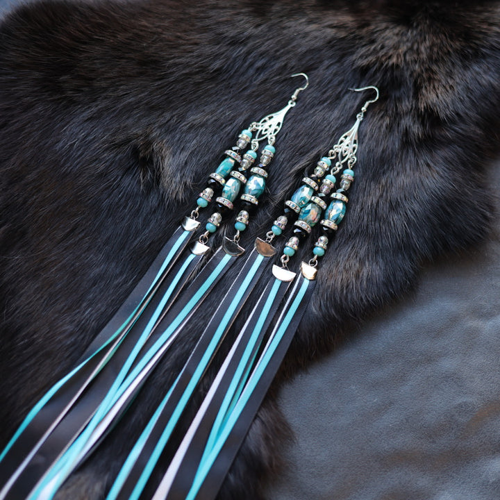 Helen Oro Designs Teal Ribbon Earrings