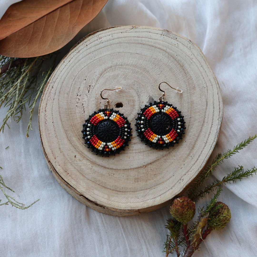 Boreal Forest Beads Beaded Round Earrings