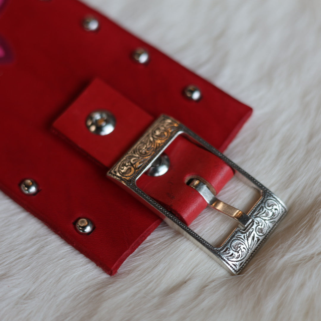 Iskotew Pahkekin 35" Floral Painted Leather Belt