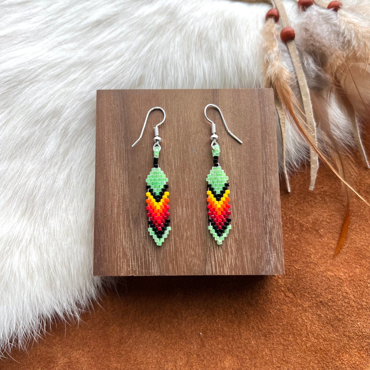 Dorothy B. Mini Peyote Feather Earrings