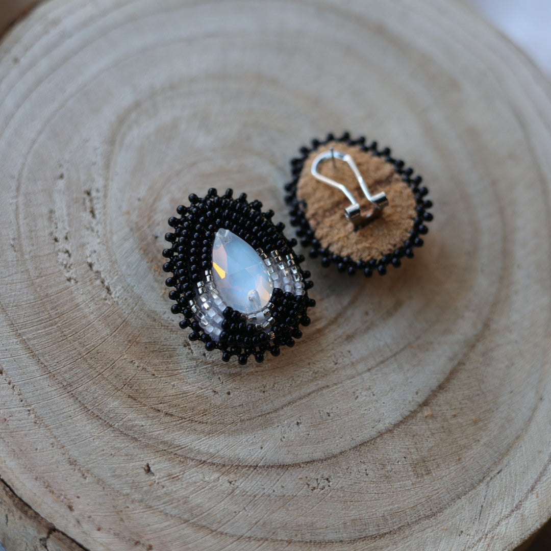 Boreal Forest Beads Gem Teardrop Beaded Earrings