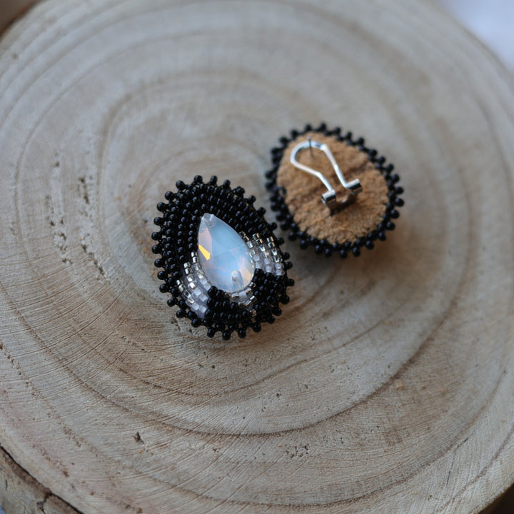 Boreal Forest Beads Gem Teardrop Beaded Earrings