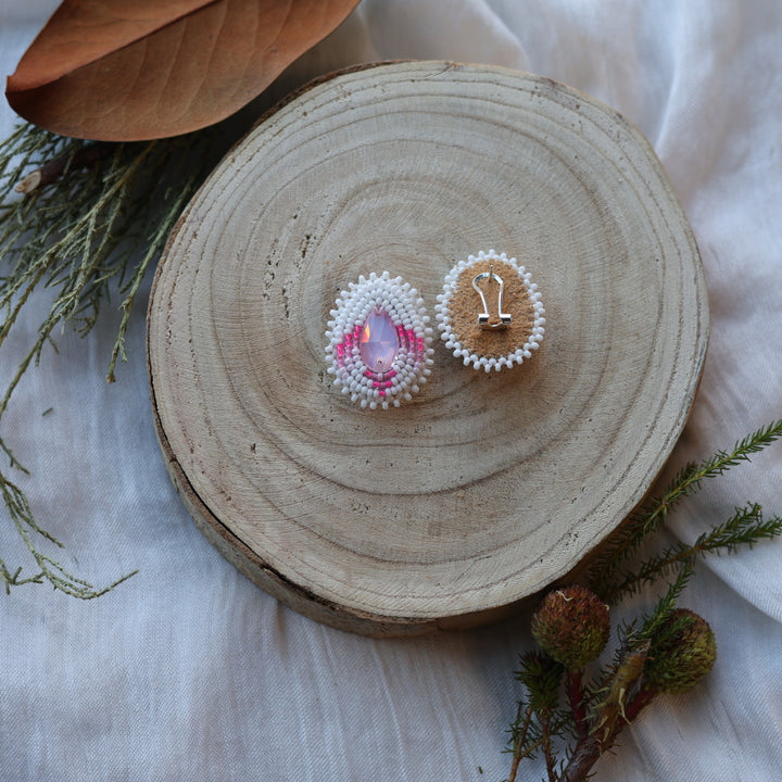 Boreal Forest Beads Gem Teardrop Beaded Earrings