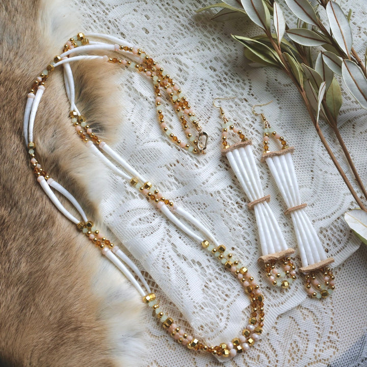 Prairie Sage Beadwork Gold & Dentalium Set