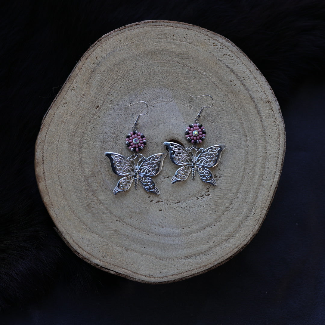 Helen Oro Designs Beaded Butterfly Charm Earrings