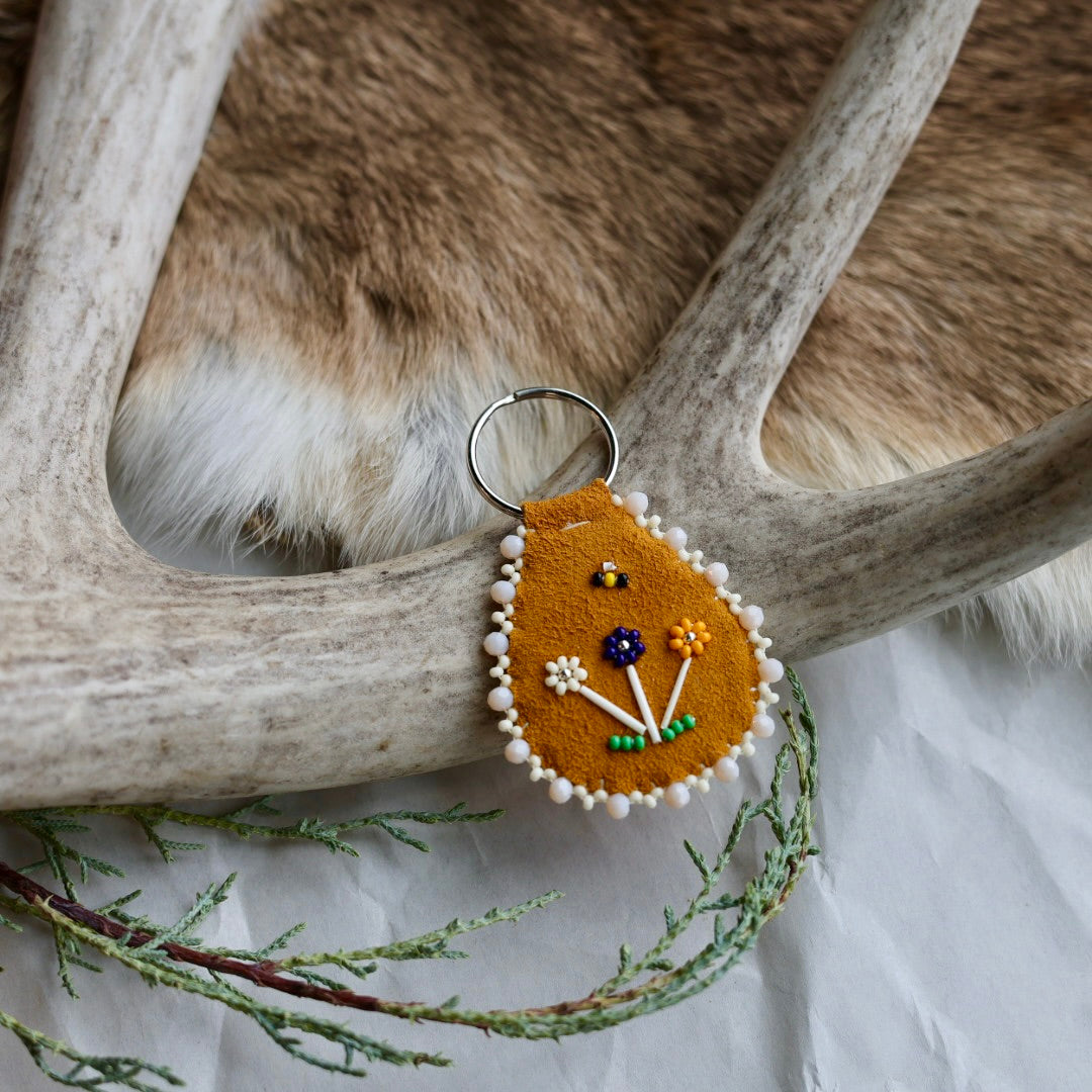 Keegan W. Quill Floral Hide Keychain