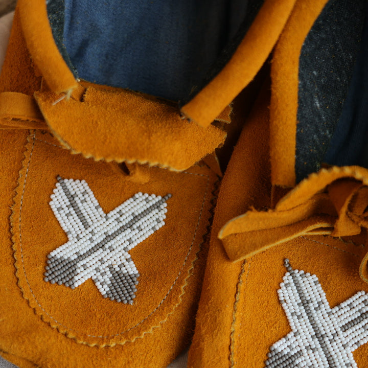 Sandra L. Men's 10 Beaded Feather Handmade Moccasins