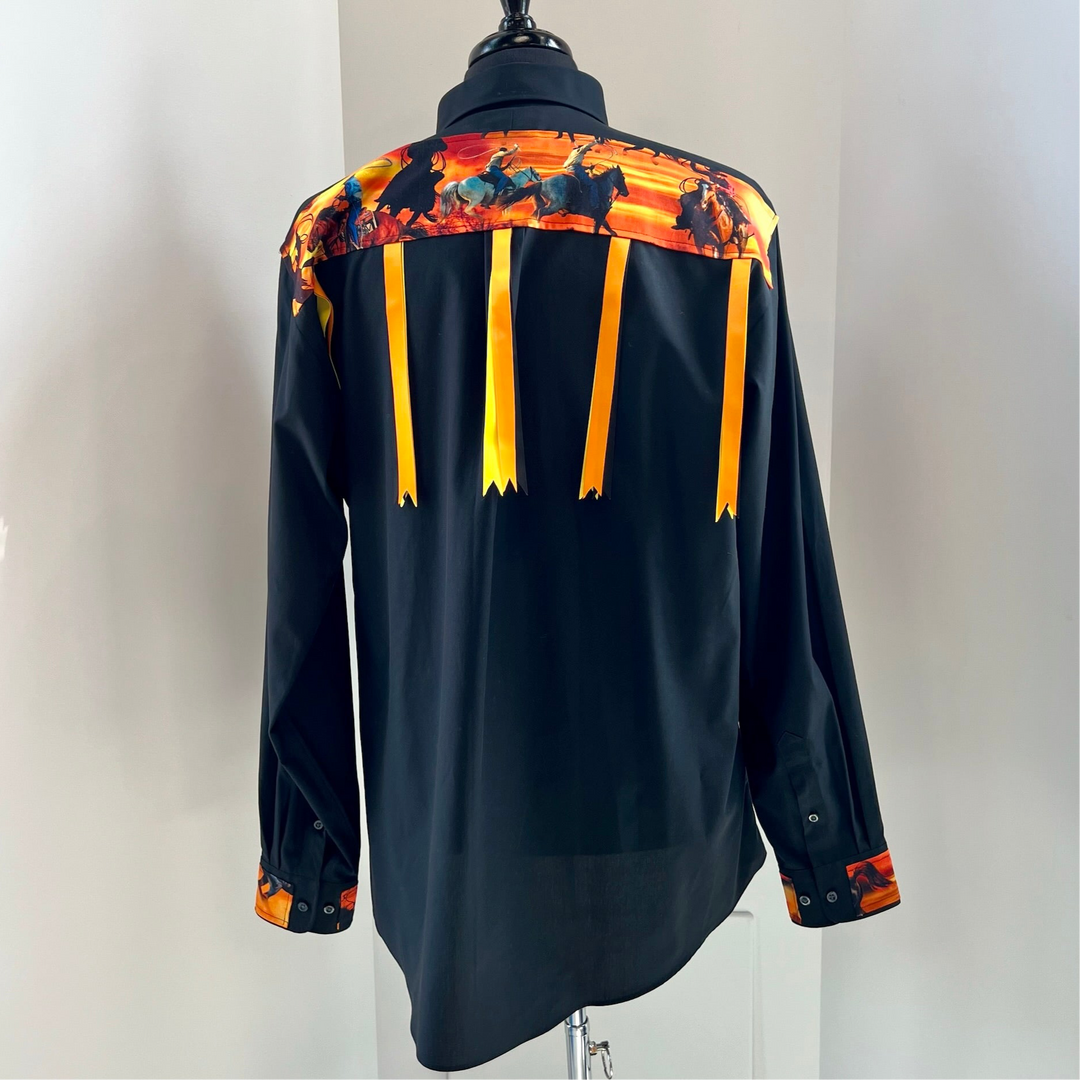 Vi's CREE-ations Cowboys in Orange Men's Ribbon Shirt