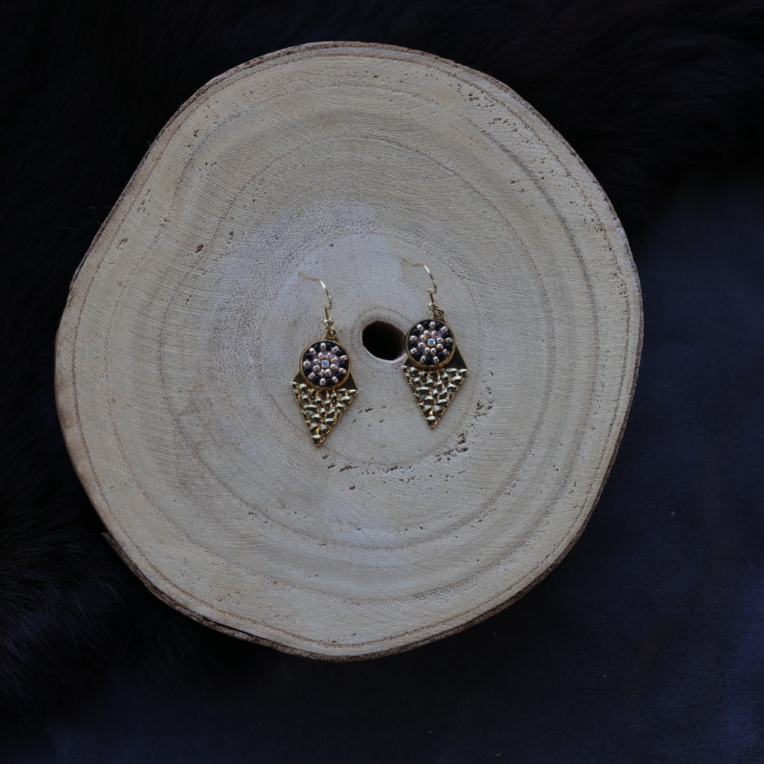 Helen Oro Designs Textured Metal Beaded Earrings