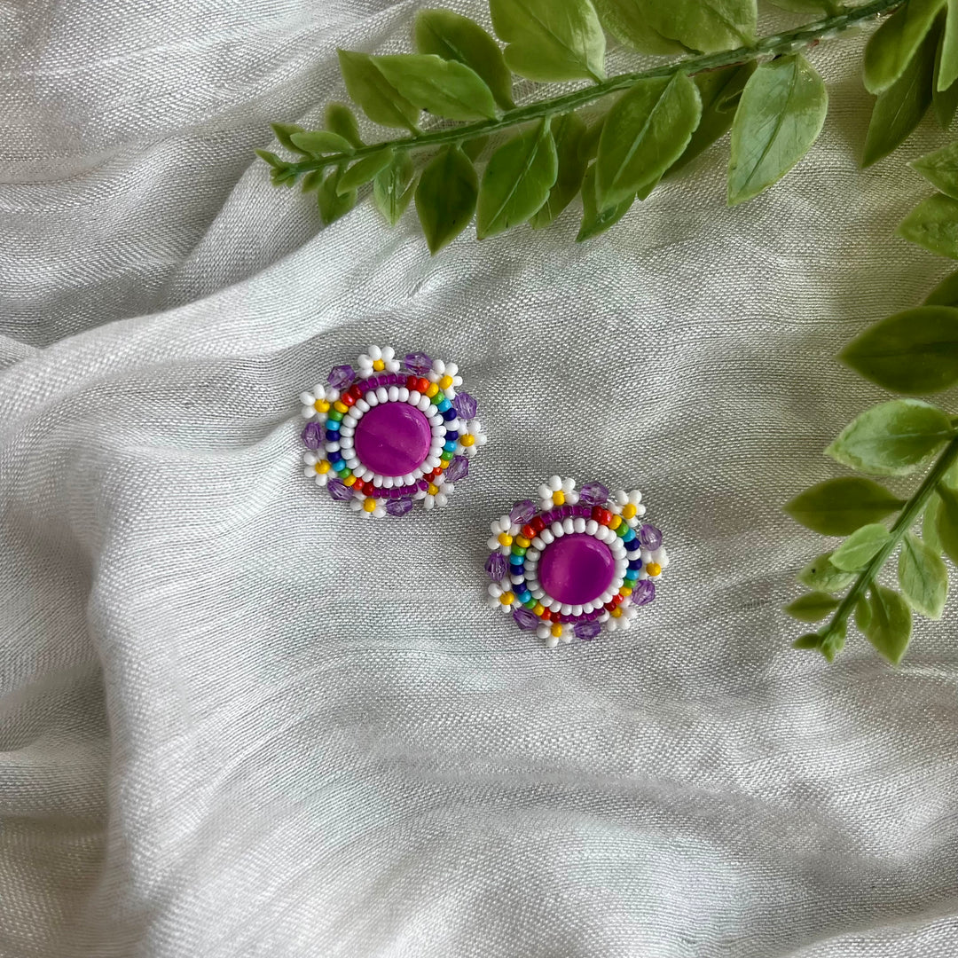 Prairie Beads Small Floral Beaded Earrings