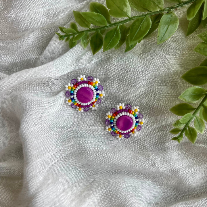 Prairie Beads Small Floral Beaded Earrings