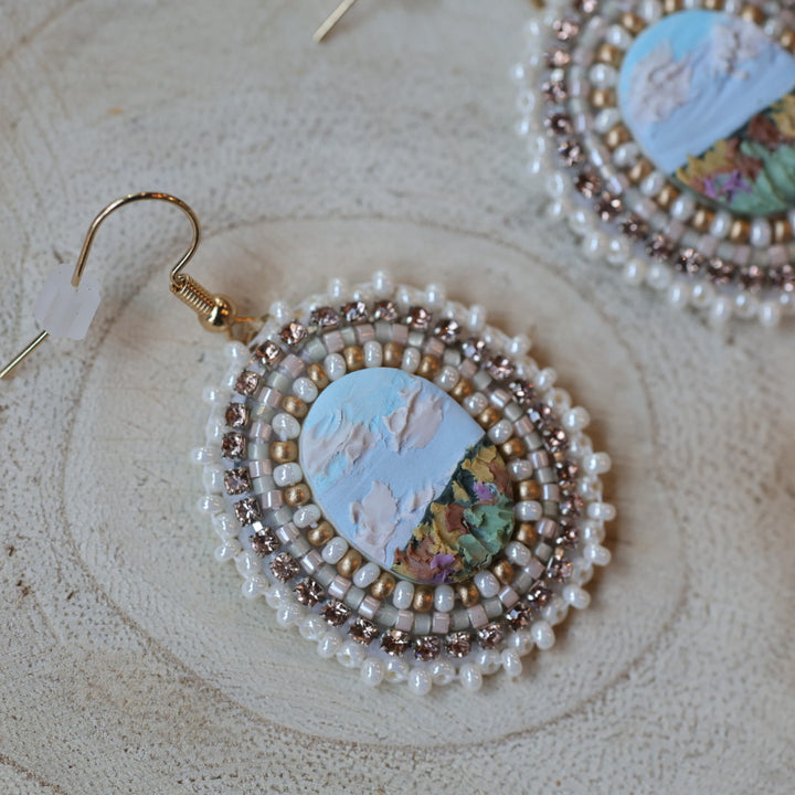 Prairie Moon Prairie Scene Clay Beaded Earrings