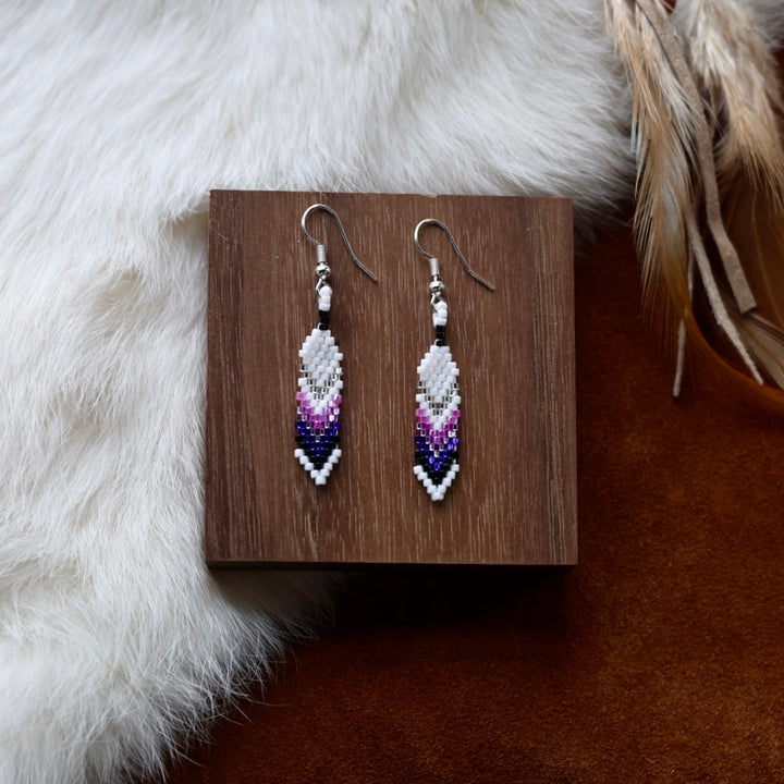 Dorothy B. Mini Peyote Feather Earrings