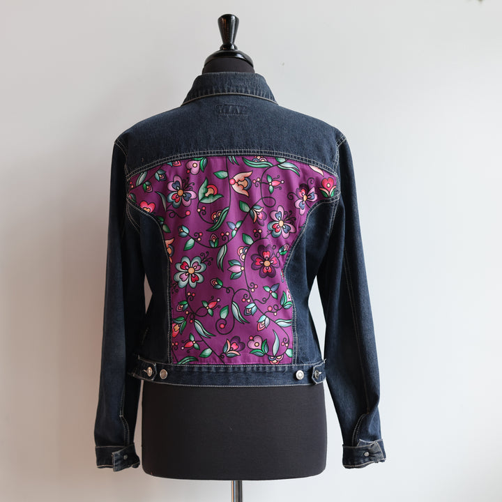 Phoenyx Design Purple Floral Denim Jacket