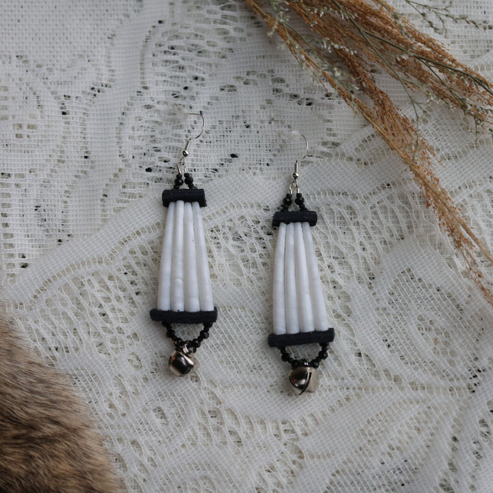 Prairie Sage Beadwork Moody Stacked Dentalium Earrings