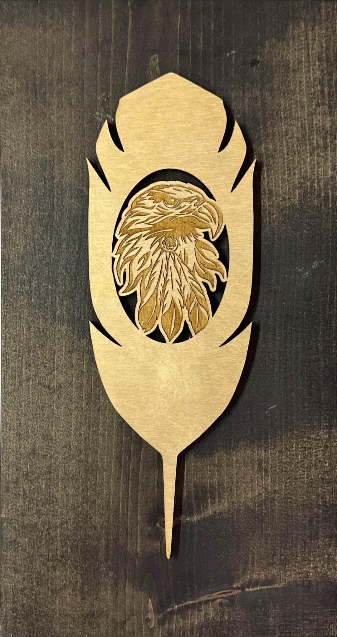 3R Innovative Imaging Feather Plaque on Refurbished Wood