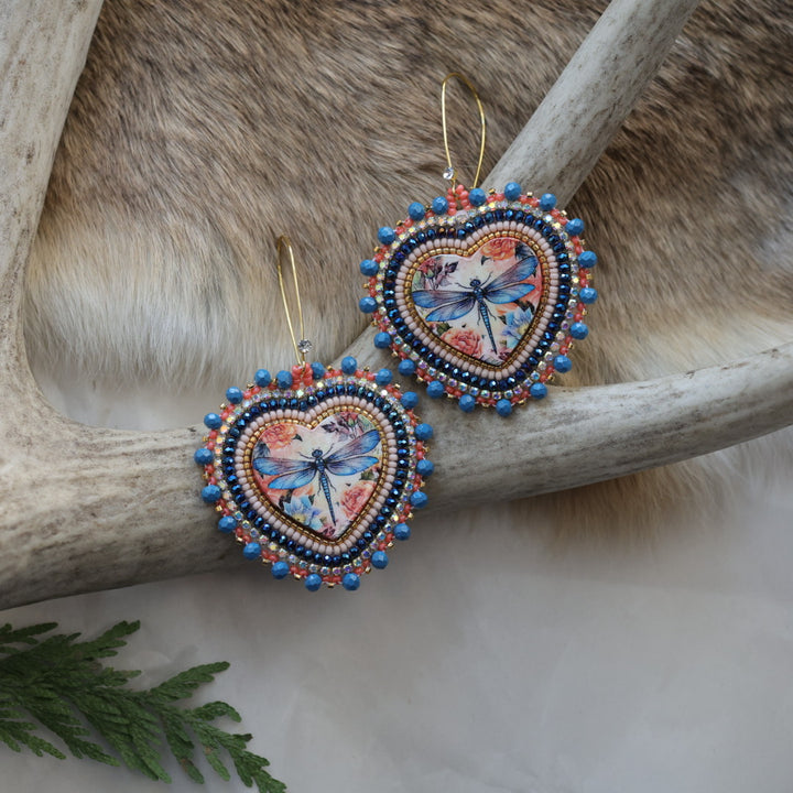 Keegan W. Dragonfly Floral Beaded Earrings