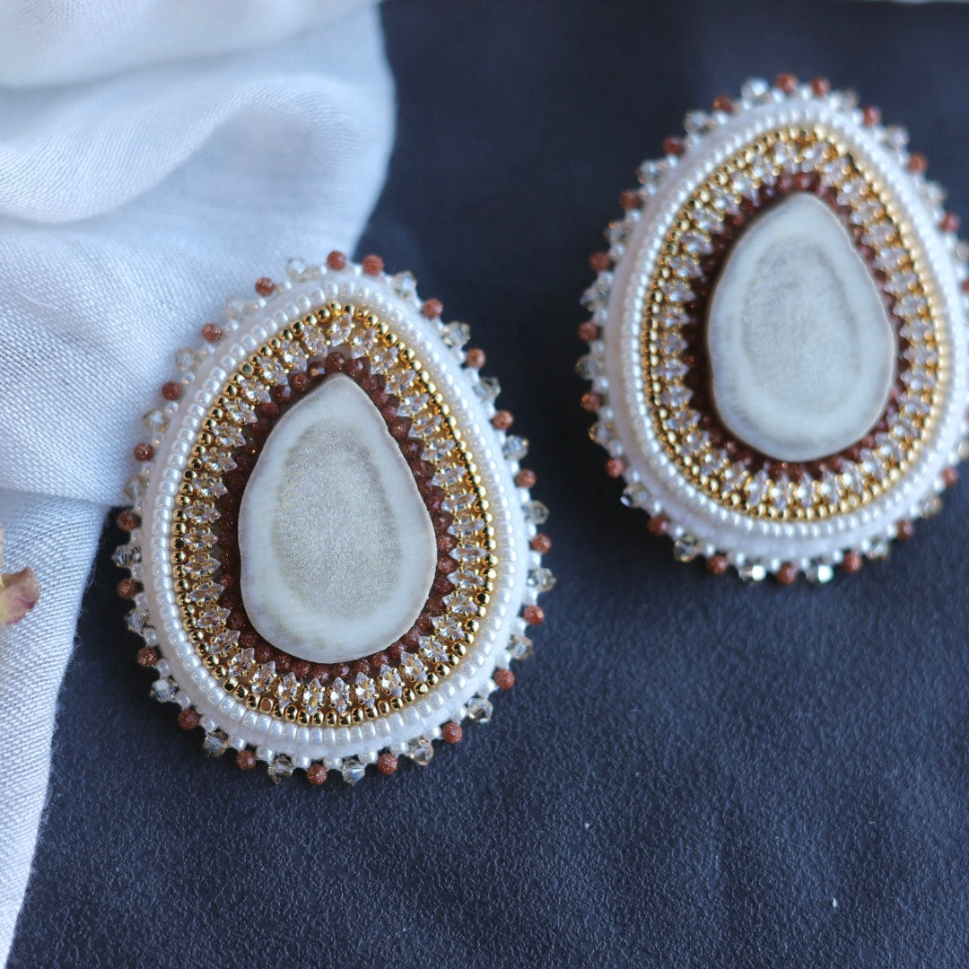 Beth Rose Designs Goldstone & Antler Beaded Earrings