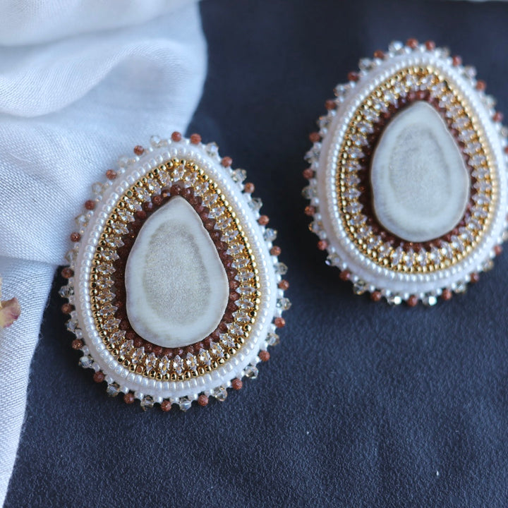 Beth Rose Designs Goldstone & Antler Beaded Earrings