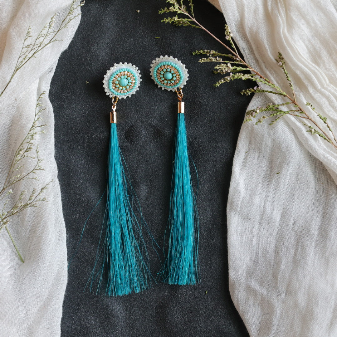 Beth Rose Designs Turquoise Horsehair Earrings &amp; Pendant Necklace