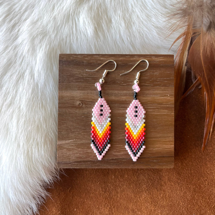 Dorothy B. Large Feather Peyote Earrings