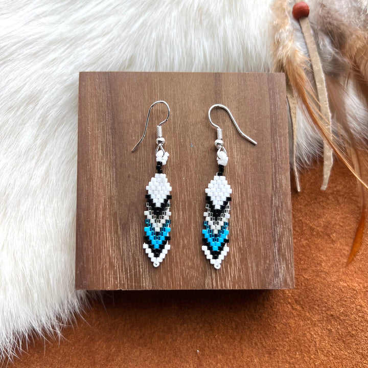 Dorothy B. Mini Peyote Feather Earrings