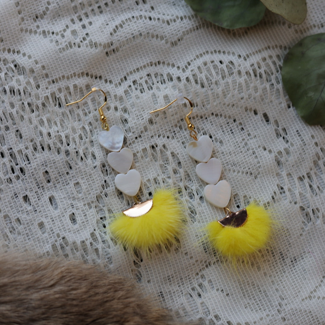 Prairie Sage Beadwork Mother of Pearl & Mink Drop Earrings