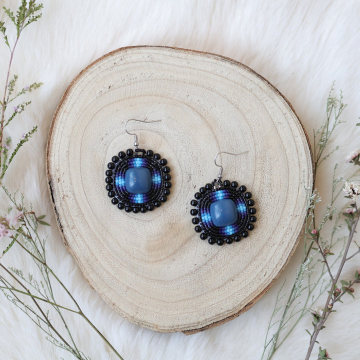 Sweetgrass Woman Creations Black Beaded Earrings