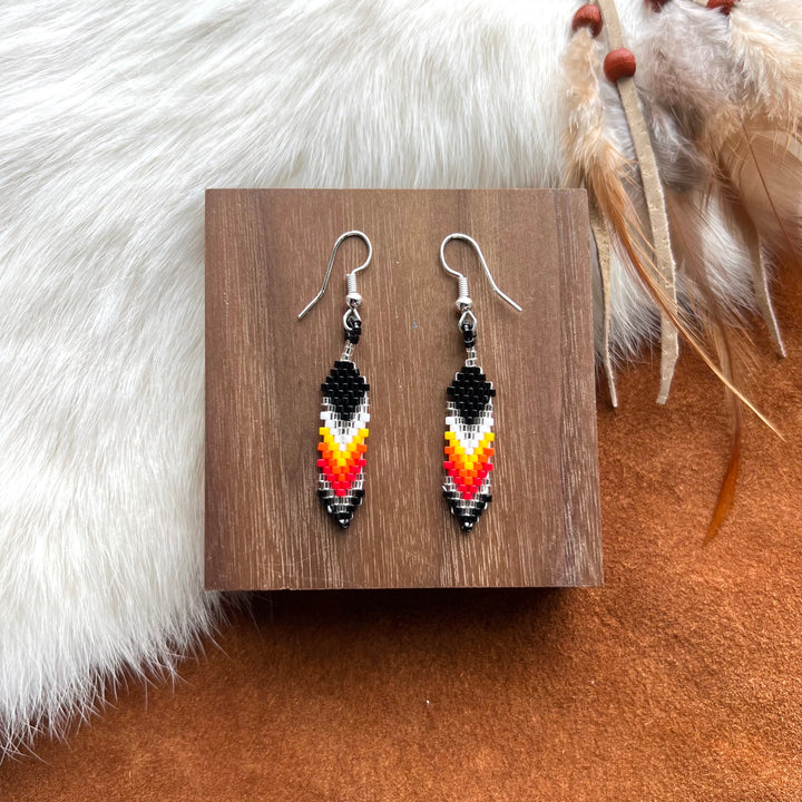 Dorothy B. Mini Peyote Feather Earrings