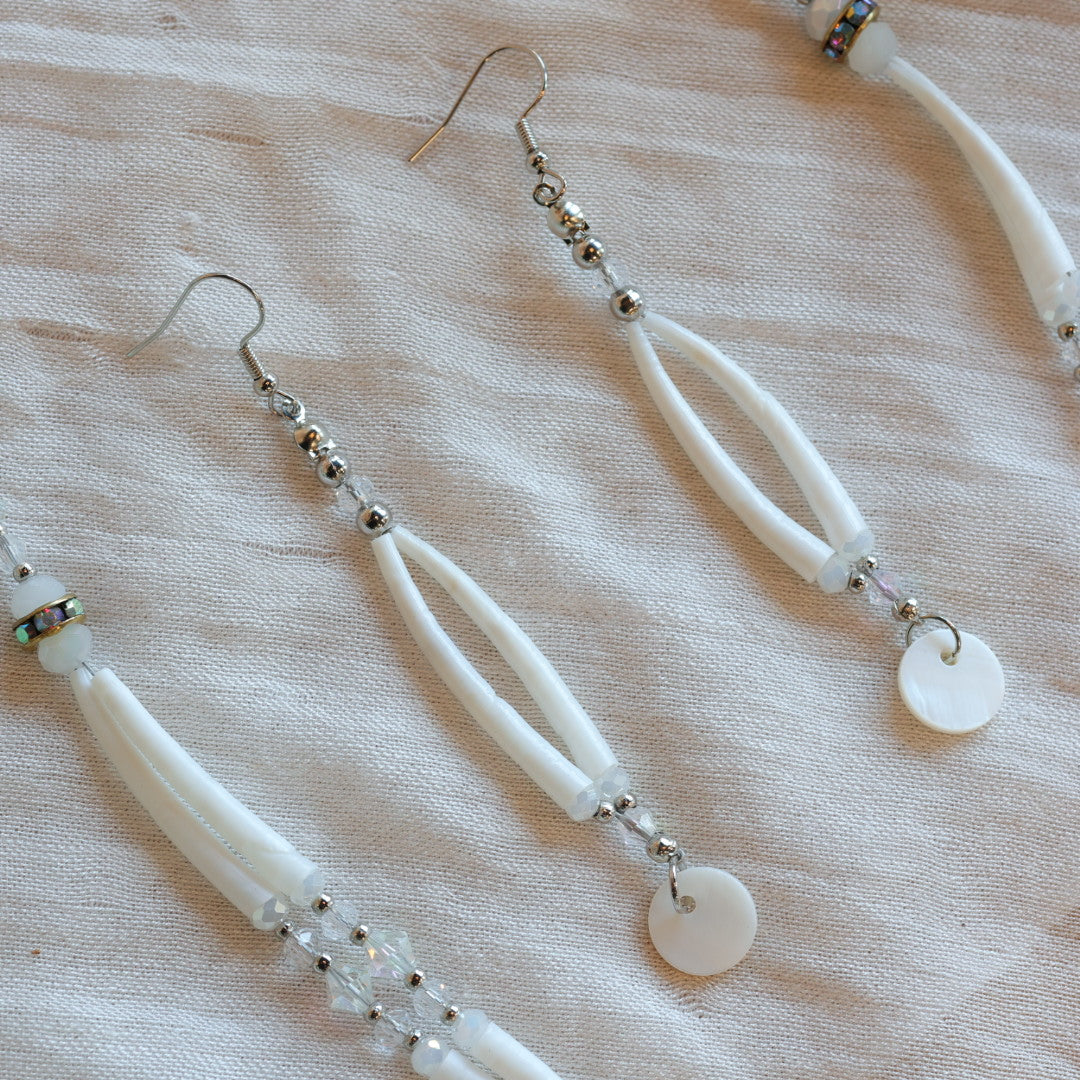 Dee Iyapes Crystal Dentalium Necklace & Earrings