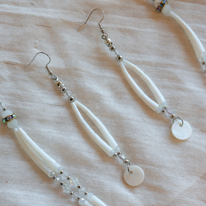Dee Iyapes Crystal Dentalium Necklace & Earrings
