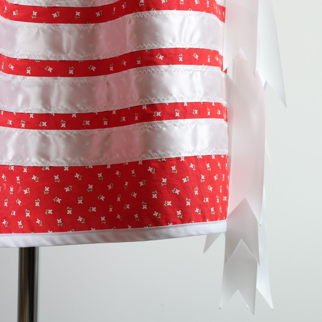 Vi's CREE-ations Red Floral Ribbon Skirt