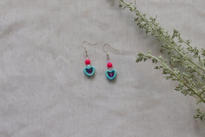 Helen H. Simple Heart Charm Earrings