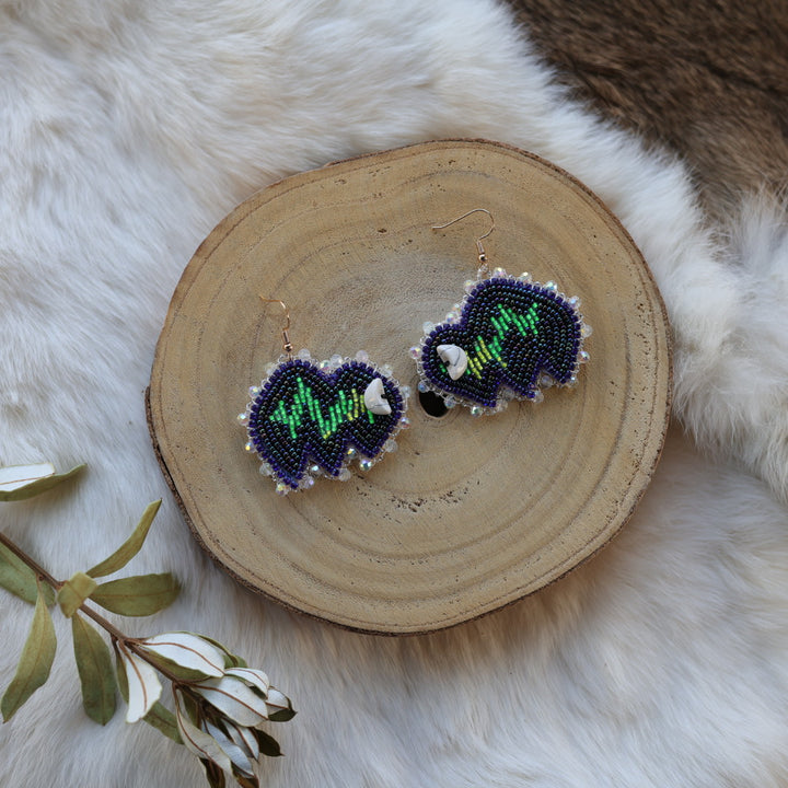 Mercedes G. Northern Lights Beaded Bison Earrings