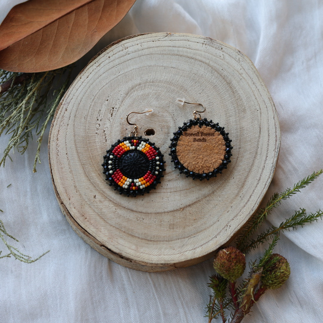Boreal Forest Beads Beaded Round Earrings