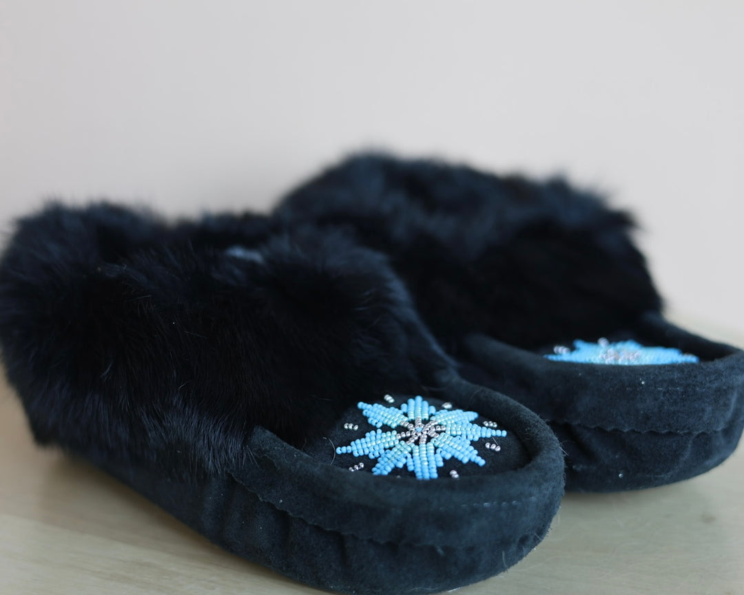 Ironstar Co. Black Moccasins With Snowflake Detail