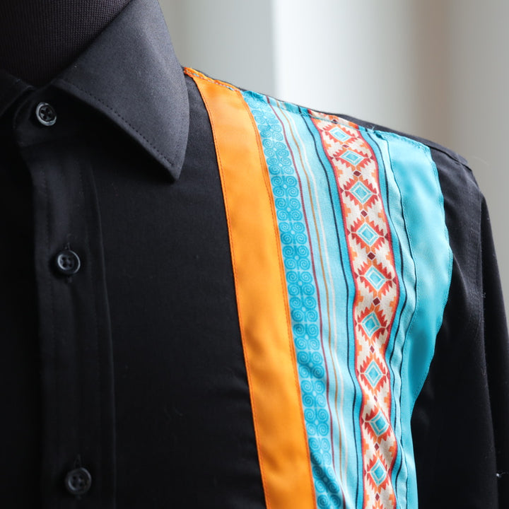Phoenyx Designs Orange & Turquoise Geometric Ribbon Shirt