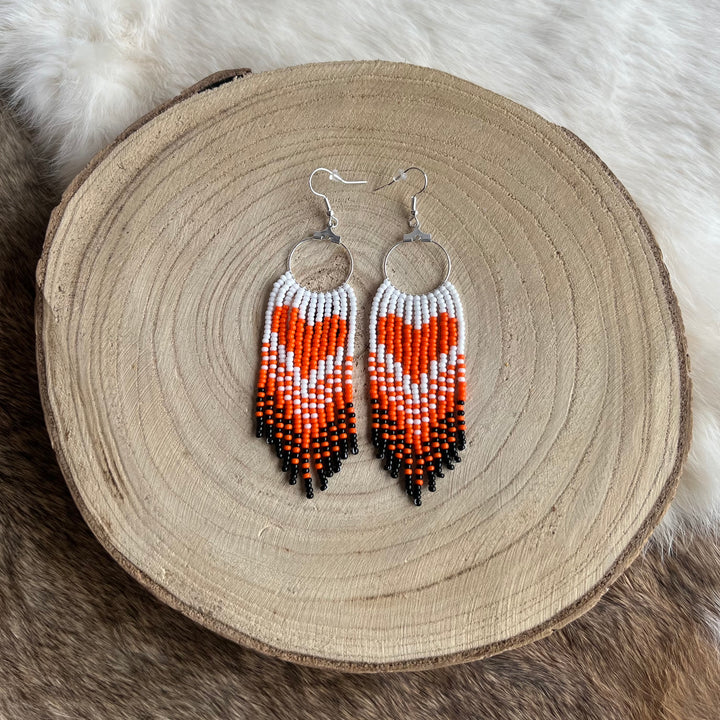 The Beaded Fringe Heart Earrings