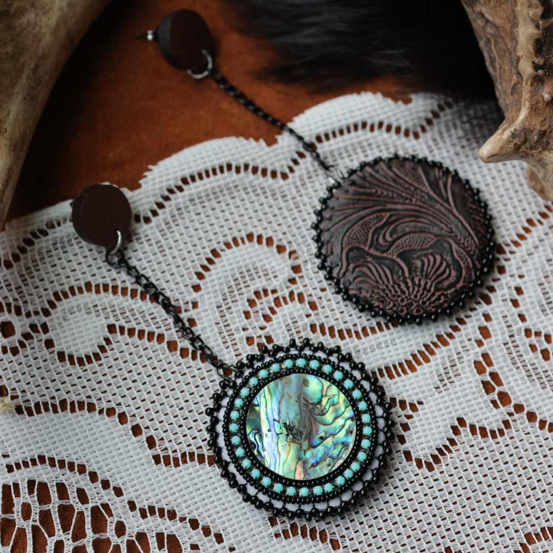 DMD Beadwork Beaded Abalone Earrings