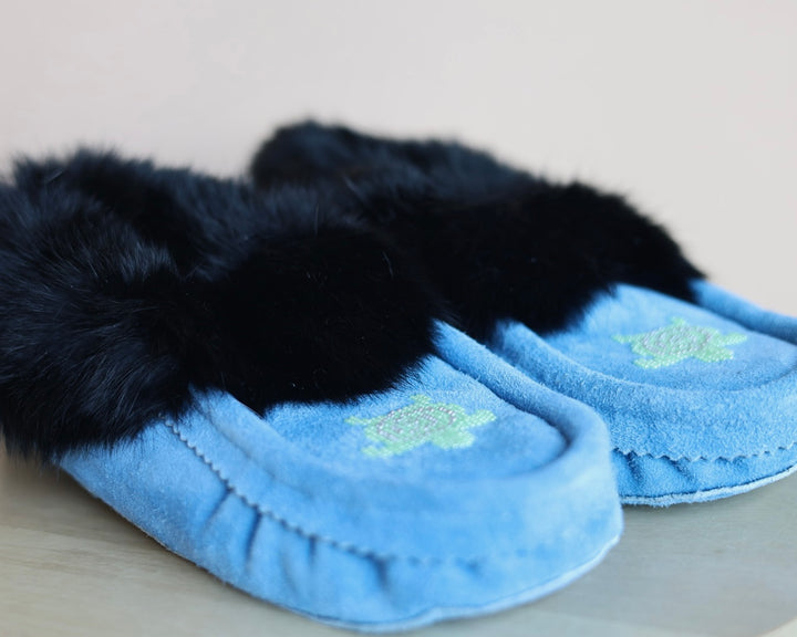 Ironstar Co. Blue Moccasins With Turtle Detail