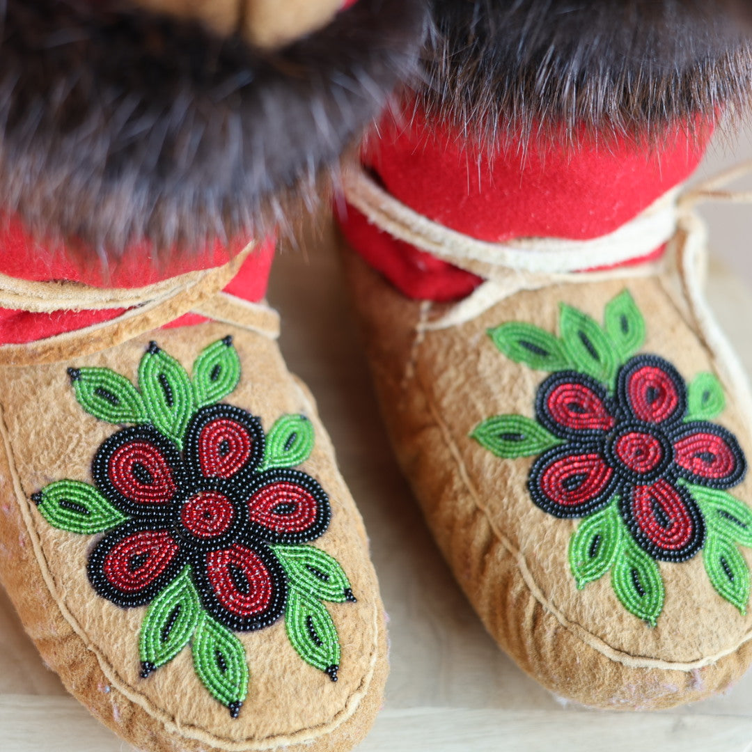 Emily J. Handmade Felt Mukluks with Beaver Pelt Accent