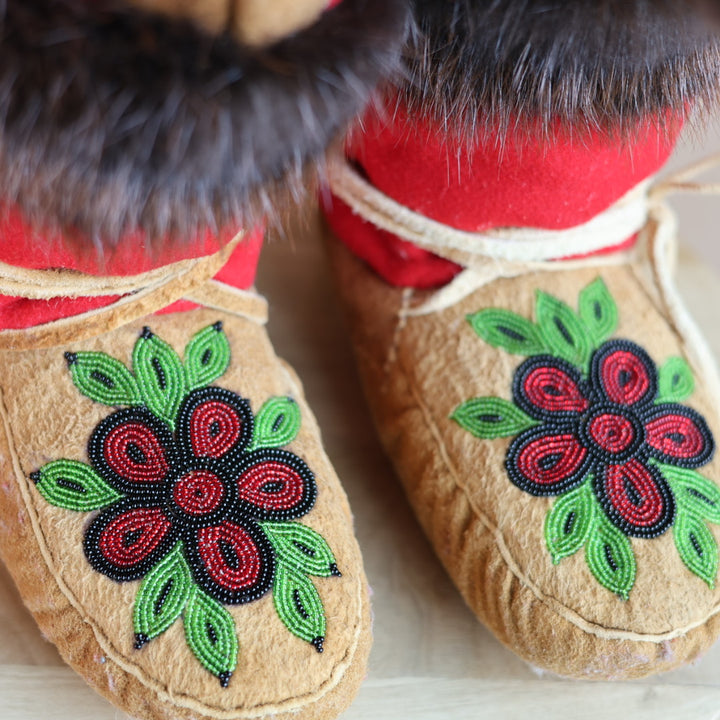 Emily J. Handmade Felt Mukluks with Beaver Pelt Accent